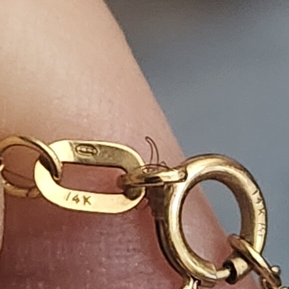 Vintage 14k Gold Necklace w/10K Gold Diamond Open Heart Pendant Twist Chain 19" - Picture 3 of 11